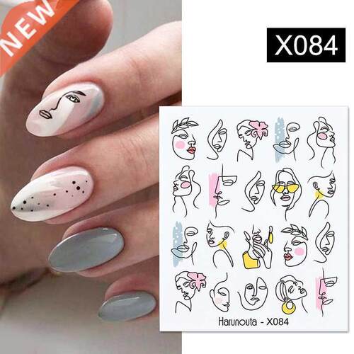 Harunouta Black Lines Flower Leaves Water Decals Stickers Fl