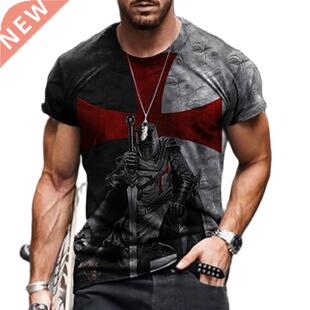 Men's 3D Printed T-shirt Round Neck Breathable Short Sleeve