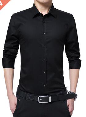 Men Dress Shirt Fashion Long Sleeve Business Social Shirt Ma