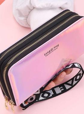 2022 Laser Women Long Wallets Double Zipper Clutches Purse B
