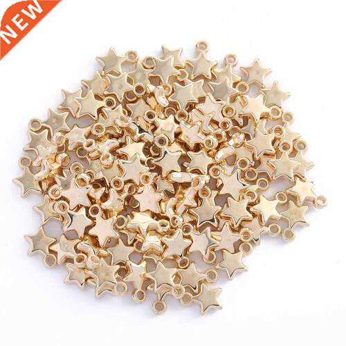 100pcs 9mm Star Bead Charm Gold Silver Plated CCB Plastic Sm