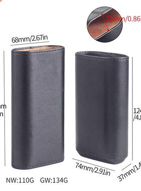 Top Quality 3 Finger Brown Leather Cigar Case Cedar Wood