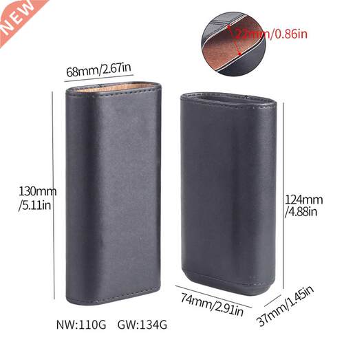 Top Quality 3 Finger Brown Leather Cigar Case Cedar Wood