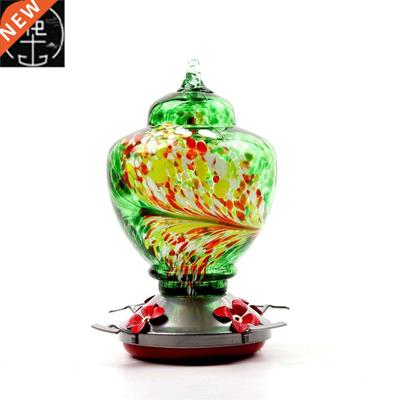 Painted glass hummingbird feeder Water feeder Plastic flower