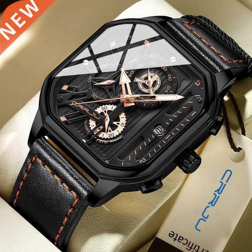 CJU Fashion Squae Dial Leathe Mens Watches Sot Wateo