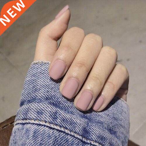 24Pcs Matte Grinding Square Fake Art Nails Faux Fingernails