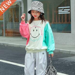 New Spring Kids Patchwork Sweatshirt For Girls Cotton Elegan