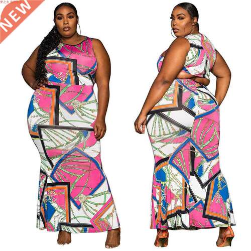 L-4xl Large Size Ladies African loose ladies printed fat MM