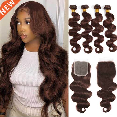 Colored Bundles With Closure Body Wave Brazilian Human Hair