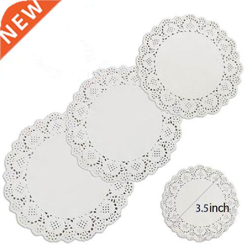 200Pcs White Round Lace Coaster Placemat Paper Lace Cake