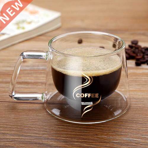 Transparent Double Bottom Glass Coffee Cup Milk Whiskey Tea