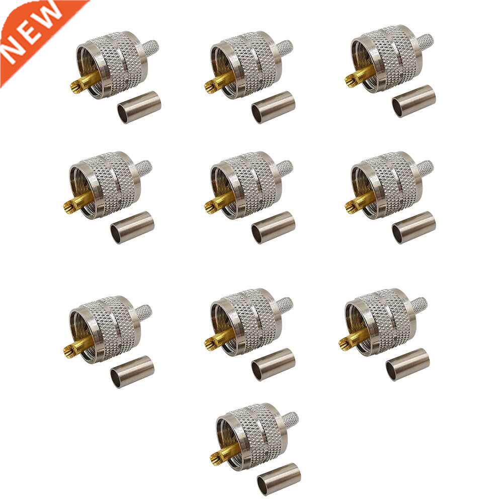 10Pcs Crimp UHF PL259 PL-259 Male Plug RF Coaxial Coax Conne - 实物图