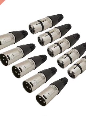 10Pcs 3 Pin XLR Audio Plug Male and Female Jack Microphone M