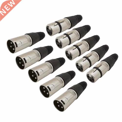 10Pcs 3 Pin XLR Audio Plug Male and Female Jack Microphone M