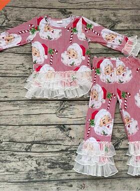 wholesle Christms Snt children clothing long sleeve lce
