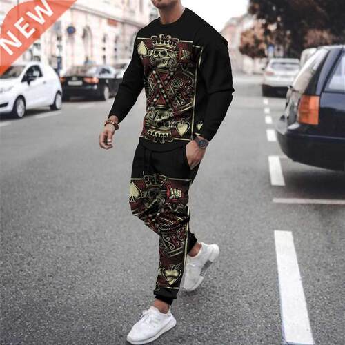 Summer leisure sports suit men	s new D playing card p