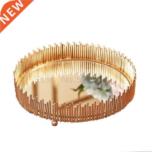 European Style Mirror Metal Tray Living Room Jewelry