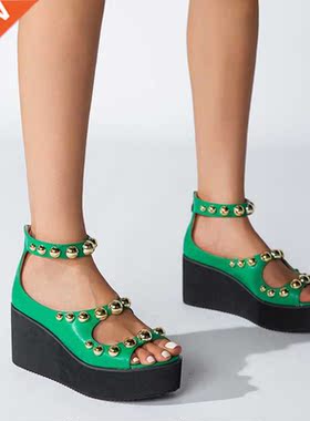 2022 New Black Wedge Women's Sandals Summer Fashion Elegant