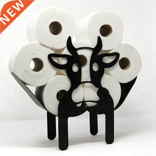 Black Cow Toilet Roll Paper Holder Free-Standing Bathroom Ti
