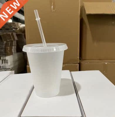 700ml/24oz 5Pcs Reusable Cups Plastic Tumbler With Lid Trans