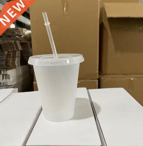 700ml/24oz 5Pcs Reusable Cups Plastic Tumbler With Lid Trans