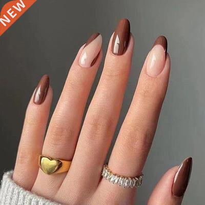 24Pcs/Set Blue Sky White Cloud Pattern Design False Nail Fre