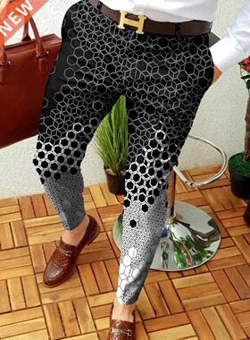 2022 NEW Men Business Casual Trousers Retro Pattern Print S