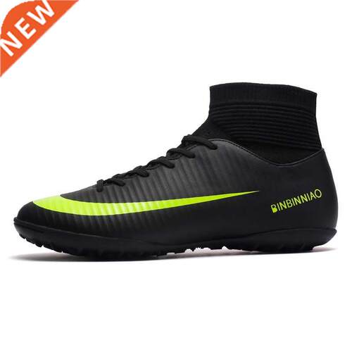 Turf Black Men Soccer Shoes Kids Cleats Training Football Bo