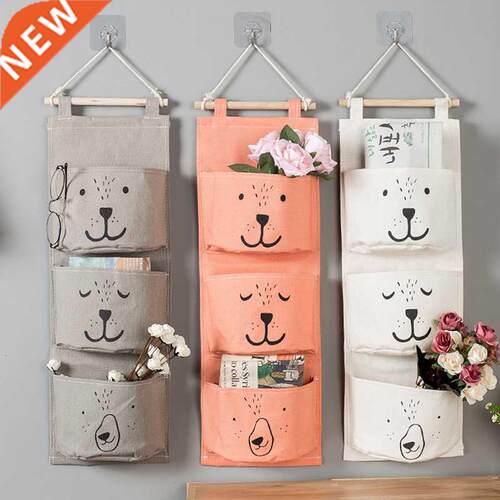 3 Pockets Cute Wall Mounted Storage Bag Closet Organizer Clo