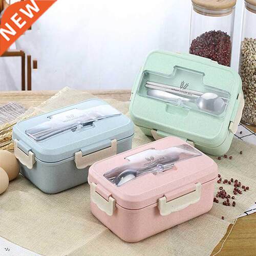 Microwave Lunch Box Wheat Straw Dinnerware Food Storage Cont