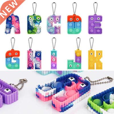 Popits 26-letter Keychain Fidget Toys Silicone Push Bubble S