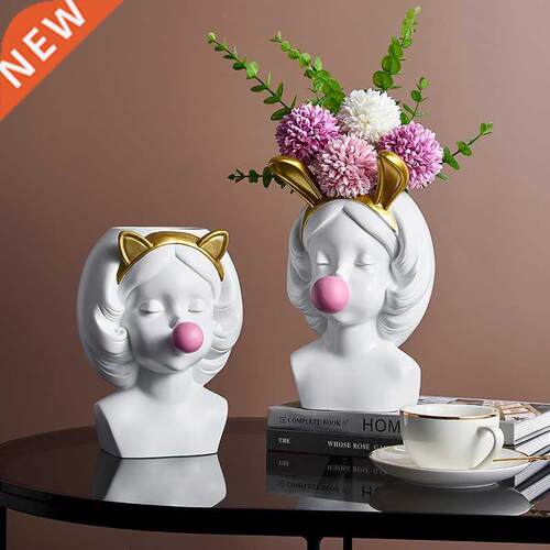 Resin Vse Nordic Modern Home Decortion Cute Girl Blowing B