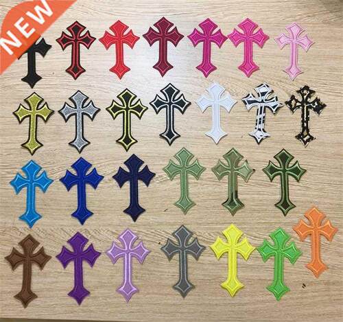 New arrival 10 pcs Black cross mixed colors Embroidered patc