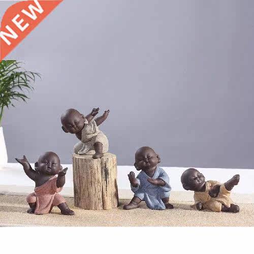 Fine Handmade Ornaments Kung Fu Kids Purple Sand Tea Pet
