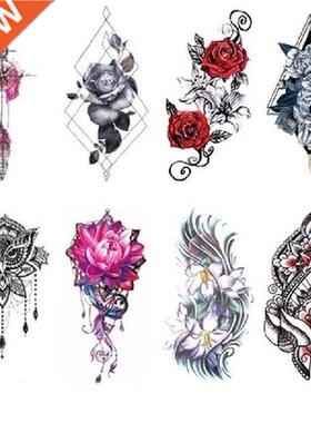 Waterproof Temporary Tattoo Sticker Red Rose Blossom Flower
