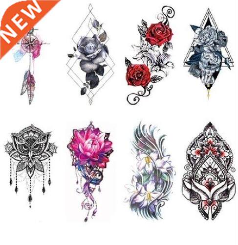 Waterproof Temporary Tattoo Sticker Red Rose Blossom Flower