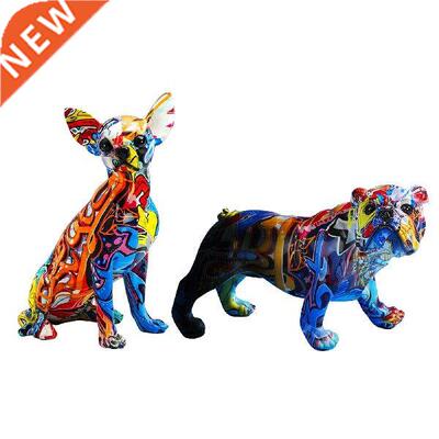 Multicolor Resin Dog Figurine Statue Colorful Dog Sculpture