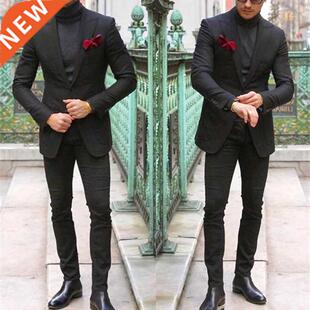 Classy Black Mens Suit Two Pieces Custom Made Wedding Tuxedo