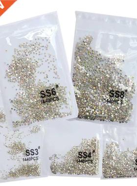 SS-ss8 1440pcs Clear Crystal AB gd D Non HotFix FlatBack