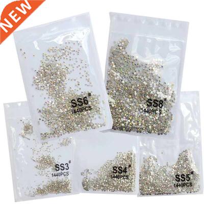 SS-ss8 1440pcs Clear Crystal AB gd D Non HotFix FlatBack