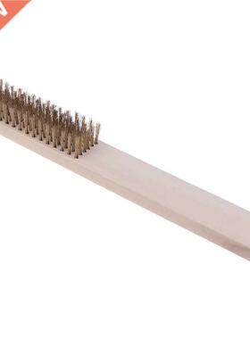208mm Copper Wire Brass Bristle Wood Handle Wire Scratch Bru