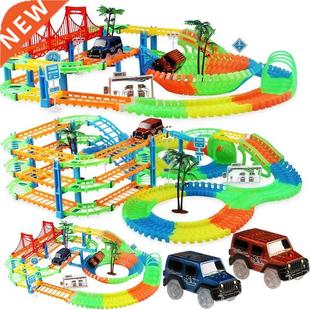 Glow Race Tracks for Boys Railway  Bend Flexible Rainbow