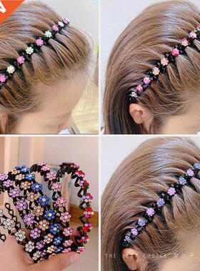 Fashion Pearl Non-Slip Rhinestone Hairbands Elastic Flower W