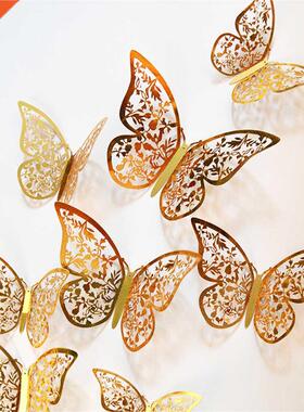 12Pcs 4D Hollow Butterfly Wall Sticker  Home Decoration W