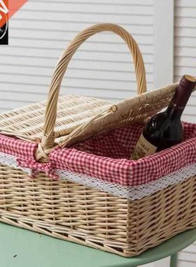 。Wicker picnic basket hand basket willow gift basket fruit
