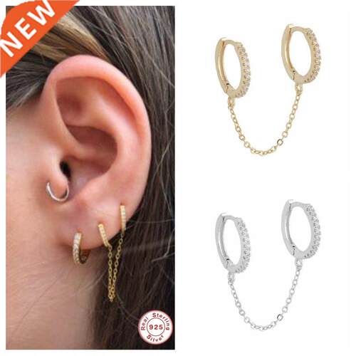 1 pcs Gothic Punk Handcuff chain Earrings real 925 Silver eu