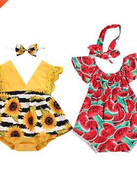 Baby Summer Clothing Infant Newborn Baby Girls Sunflower Lac