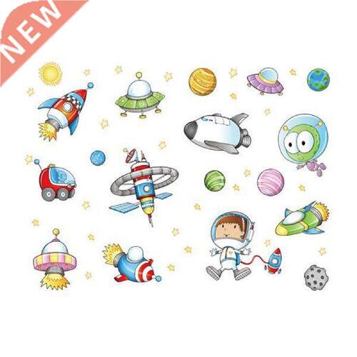 50cmx70cm PVC Cartoon Spaceship Astronaut Wall Sticker