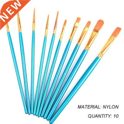10pcs/set Nylon Paint Brushes Wooden Handle Watercolor Paint