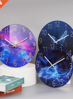 Glass Wall Clock Modern Design Landscape Light Luxury Colorf
